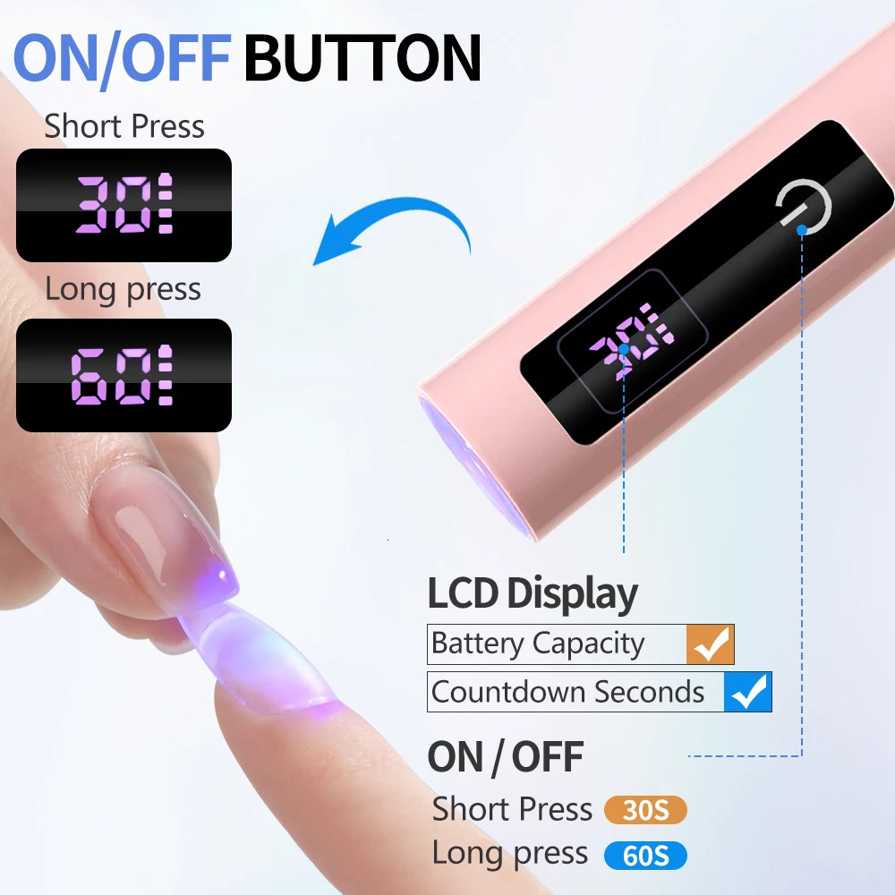 Touch Screen Nail Art Lamp Portable Handheld UV Lamp for Gel Nails Fast Flash Curing LED Nail Dryer for Home Travel 250814