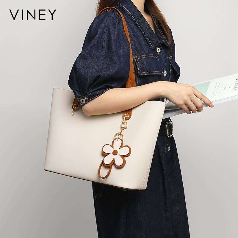 VINEY Summer New Women's Bags Commuter Genuine Leather Tote Bag Large Capacity Handbag