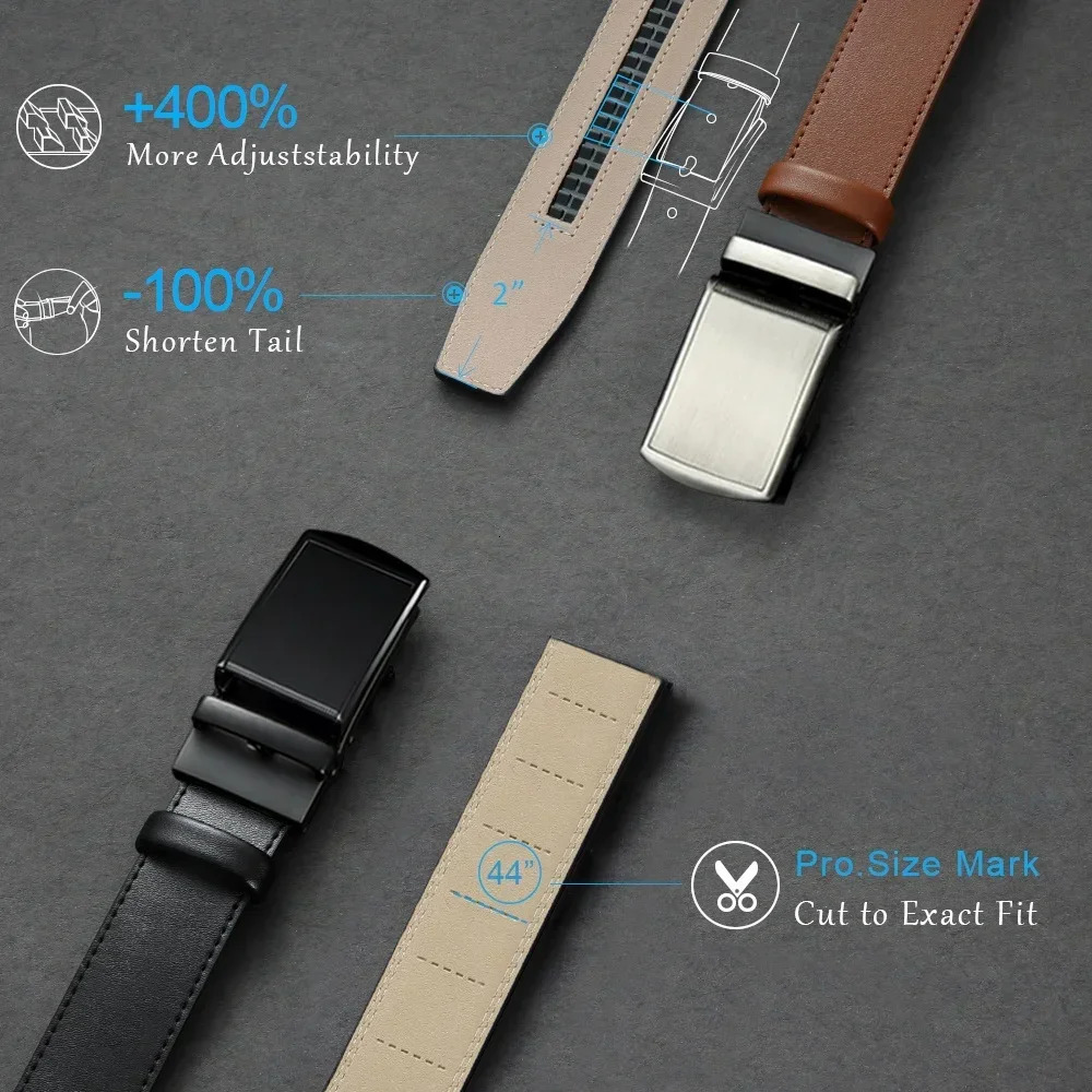 Mens Belt Automatic Genuine Leather Belt of Men Male Metal Automatic Buckle er High Quality Waist Belt Black 250814