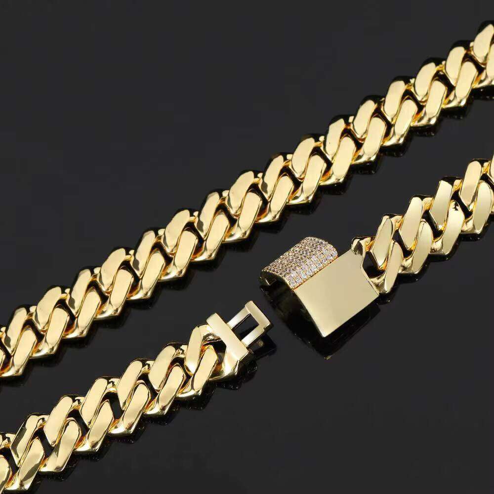Men's Fashion Gift 14mm Jewelry Gold Plated Hip Hop Cuban Chain Necklace
