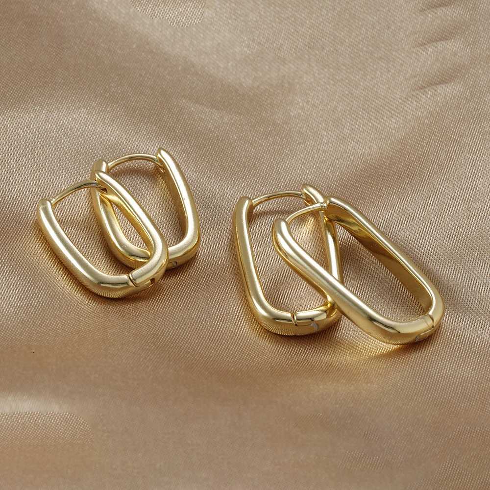 Luxury Stainless Steel Square Circle Hoop Earrings for Women 2023 Trend Elegant Wedding Jewelry Couple Gift Womens Earrings XJ250814