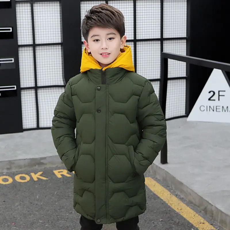 Teenagers Boys Jacket Winter Thicken Keep Warm Kids Jackets Fashion Long Style Zipper Hooded Big Boys Coat 5 6 8 10 12 14 Years 250813