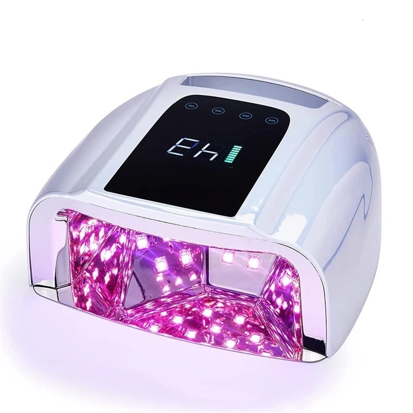 96W Mirror Reflective Nail Lamp with Metal Pad Cordless Manicure Dryer Wireless UV Light for Nails Rechargeable Nail UV LED Lamp 250814