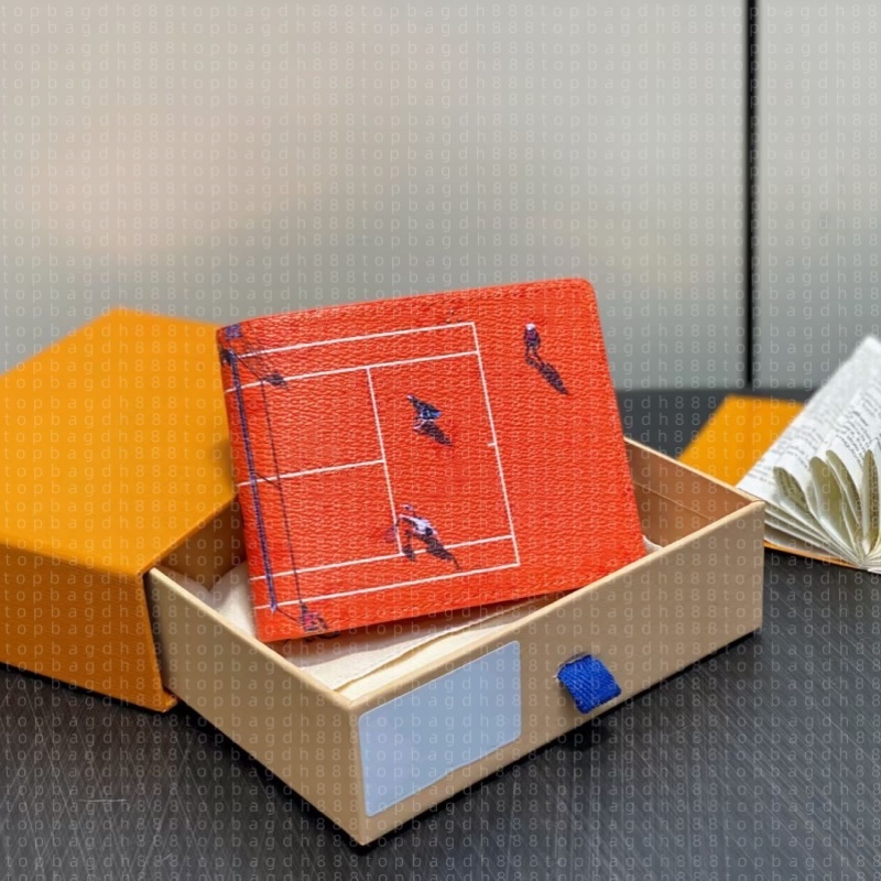 Genuine Leather Tennis Vacation Series Multiple Wallet Designers Card Holder Brand Fold Pocket Wallet Luxury Credit Card Bag 10A Quality with Box