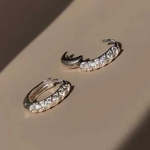 925 Sterling Silver Zircon 6/10MM Twisted Round Hoop Earrings for Women Classic Fine Jewelry Light Luxury Accessories XJ250814