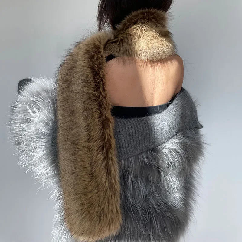 Women Faux Fox Fur long Scarf Men Winter Warm Thickened Lengthened Scarf Neck Fur Collar Dress Cape Sexy Party Dress Shawls 250812
