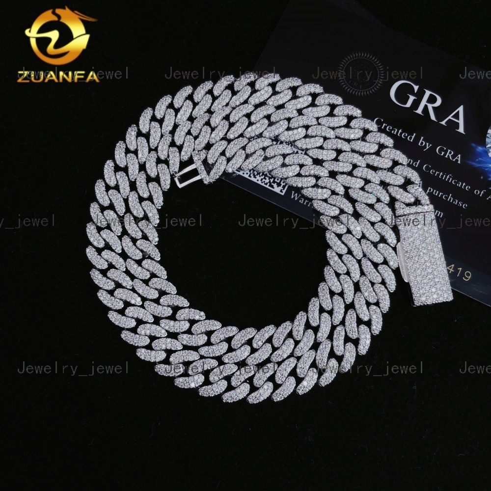 Promotion Price Hip Hop Necklace Fine Jewelry 925 Sterling Silver 8mm Iced Out VVS Moissanite Diamond Miami Cuban Link Chain