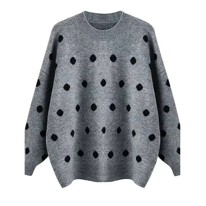 Wave Point Thickened Round Neck Pure Woolen Woman Autumn Winter Lazy Loose Cashmere Knit Bottom Sweater Jacket 20250809