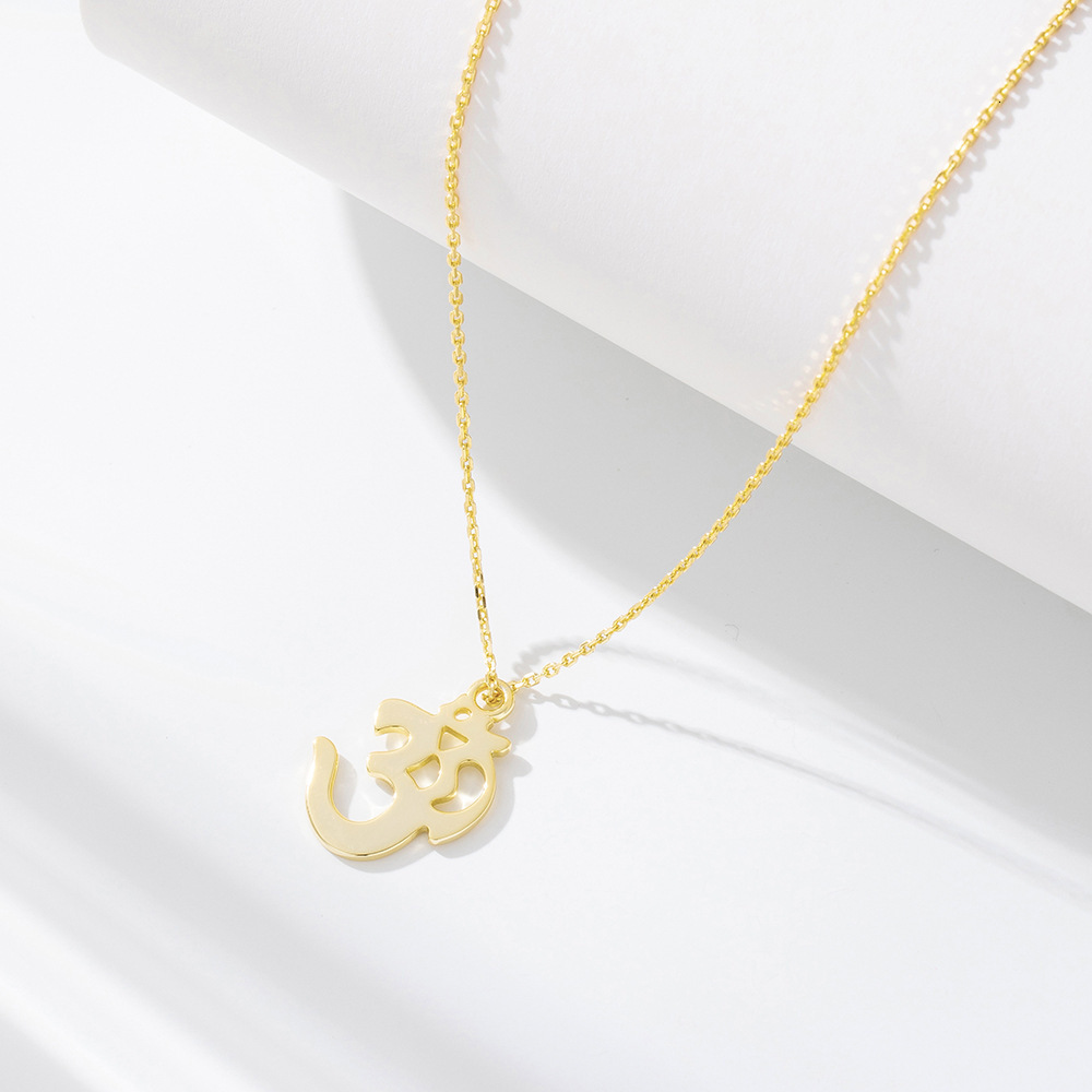 S Pure Sier Om Symbol Necklace for Women, Unique Trendy Creative Geometric Hollow Pendant Clavicle Chain