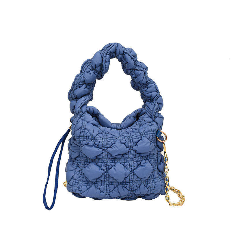 Korean New Cloud Women's 2023 Casual Shoulder Fashion Bubble Pleated Down Jacket Underarm Bag