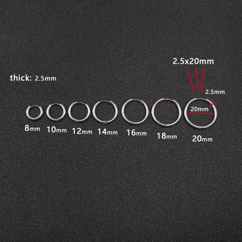 10pcs/lot Stainless Steel Hoop Earrings 2.5mm 2.0mm Thick for Men Women Blue Black Gold Colorful Round Circle Earring Wholesale XJ250814