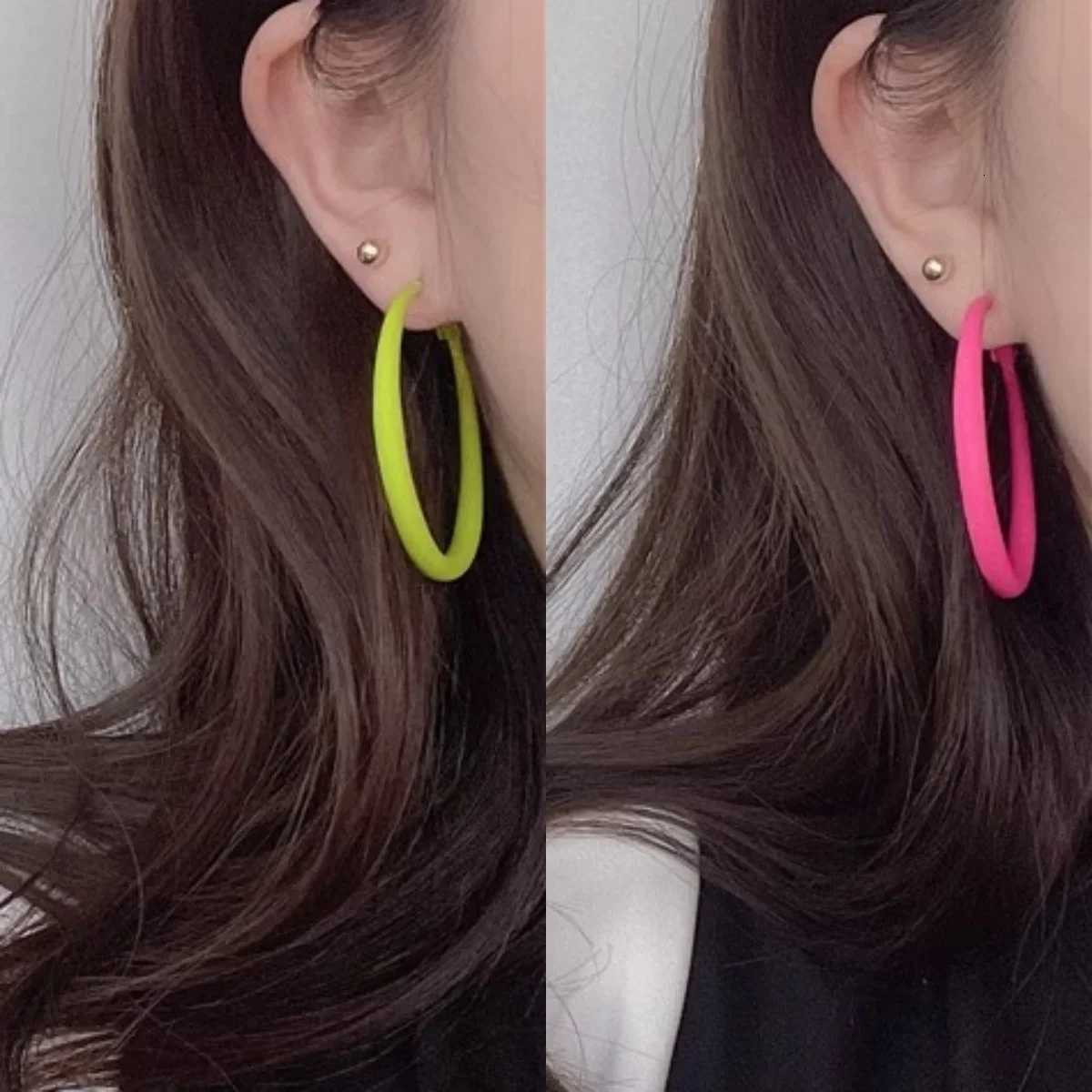 5CM Big Round Circle Blue Green Rose Big Geometry Hoop Earrings for Women Hiphop Rock Temperament Simple Jewelry Brincos Orejeras XJ250814