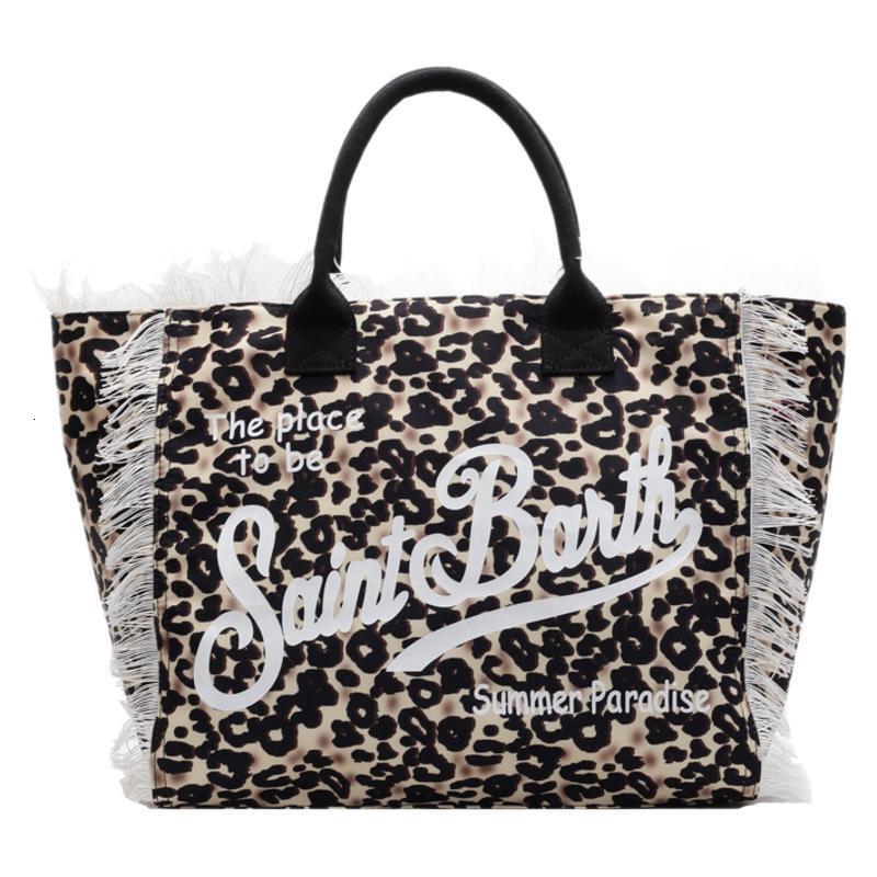 New Women's Large Capacity Leopard Print Canvas Handbag Free Shipping Designer Fashion Travel Bag Handmade Tassel Luxury Shopping Single Shoulder