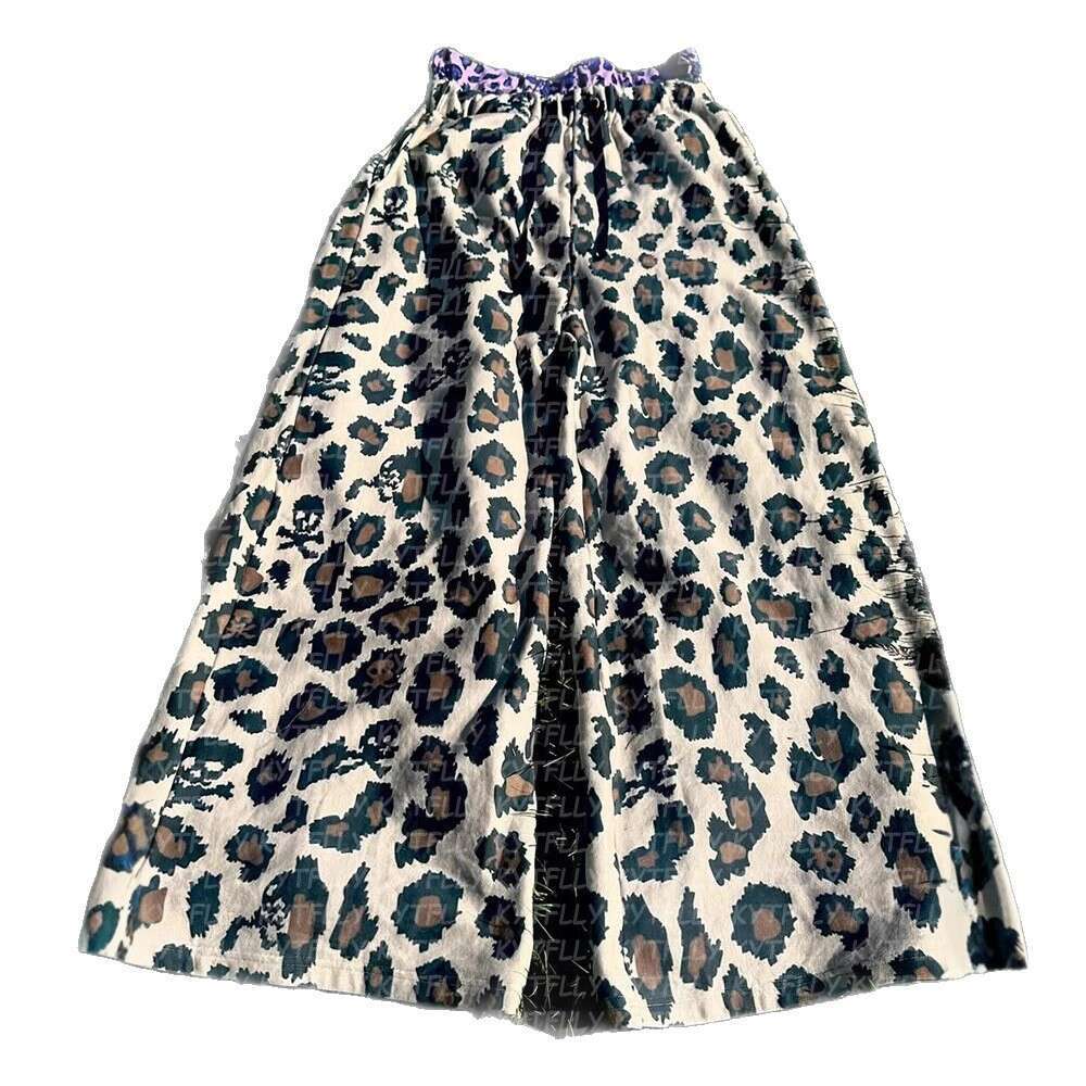 New Leopard Digital Print Wide-Leg Straight Double-Cuff Design Fashionable Personality Casual Pants