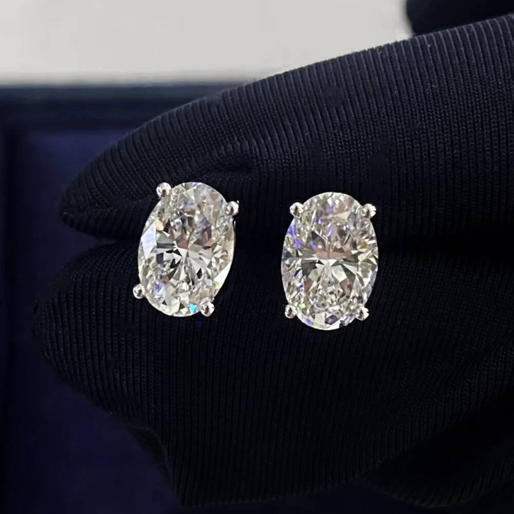 BXINY 1-4Carat Oval Cut Moissanite Stud Earrings S925 Silver GRA Certified Diamomd Ear Studs for Women Wedding Gift Fine Jewelry