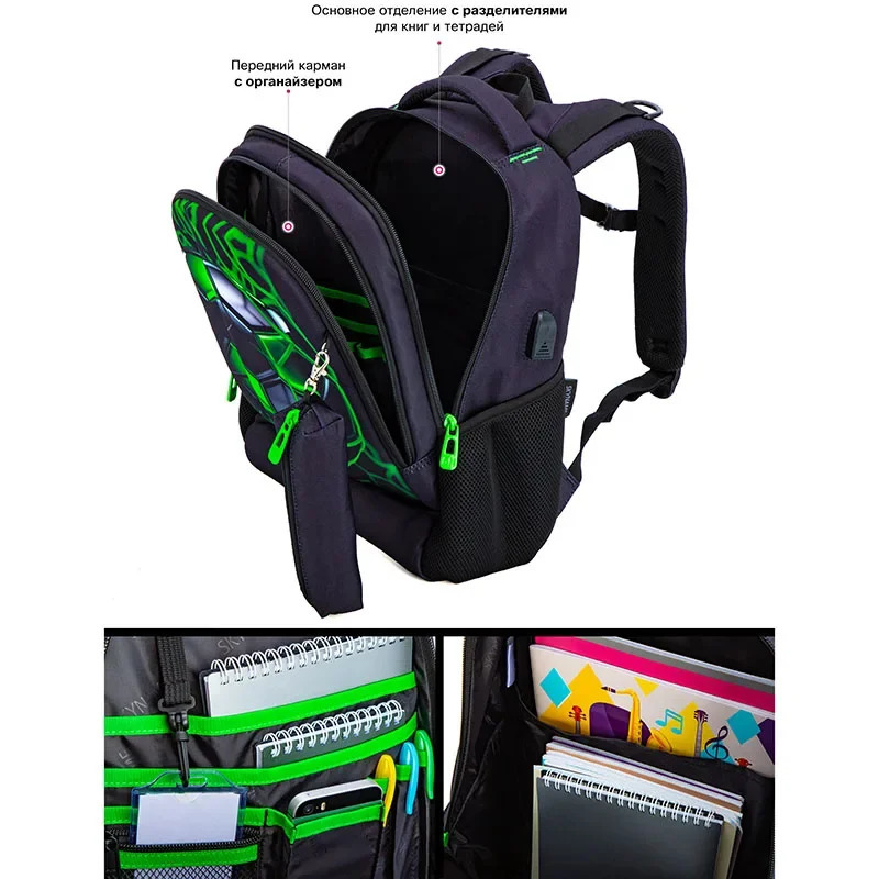 Orthopedic School Bag For Boys 3D Football Backpacks Students USB Charging Multifunctional Bagpack Bookbag Mochilas 250813