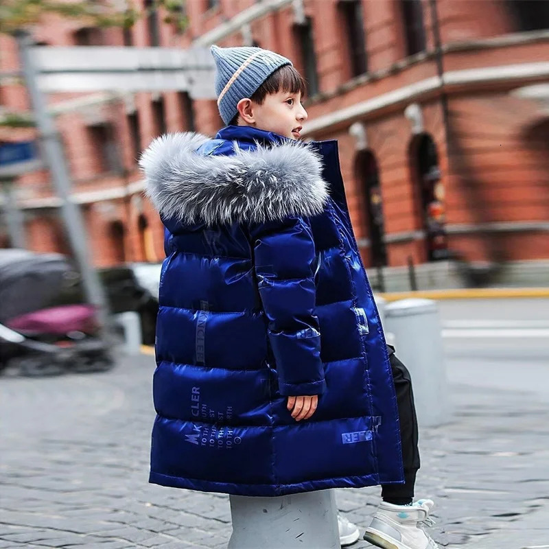 -30° Teenager Down Outerwear Kids Thicken Warm Jackets Children Winter Windbreaker Shiny Outerwear Boys Girls Snow Overcoat 250813