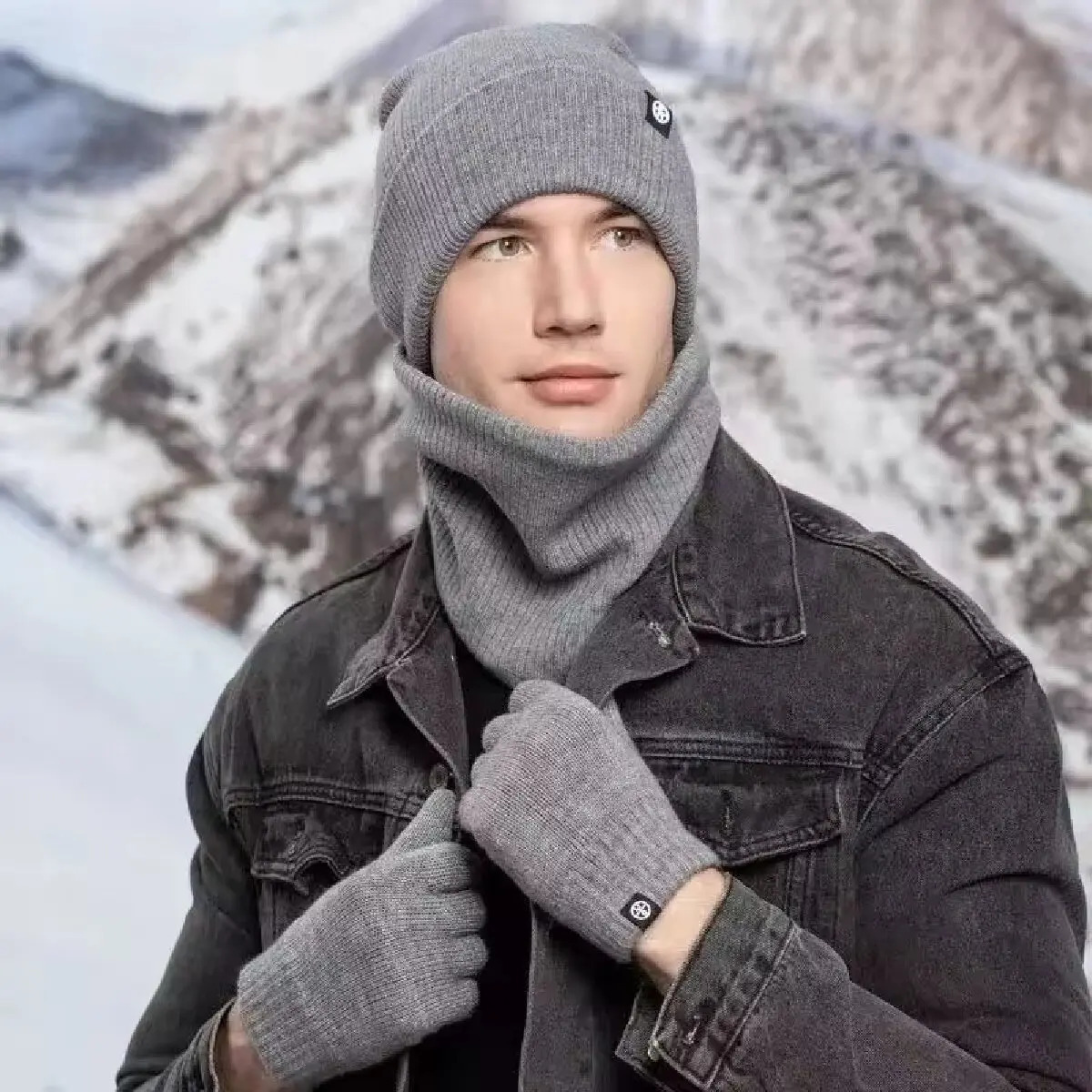 3pcs Winter Beanie Hat Gloves Snood Scarf Set Skull Caps Thickened Fleece Lined Neck Cashmere Scarves Cap Set For Men Women 250813