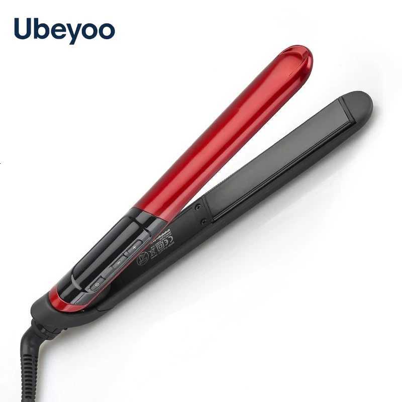 2-in-1 Hair Straightener Brush with LCD Display Ceramic Coated Comb Flat Iron Professional Hair Care Tool W250814