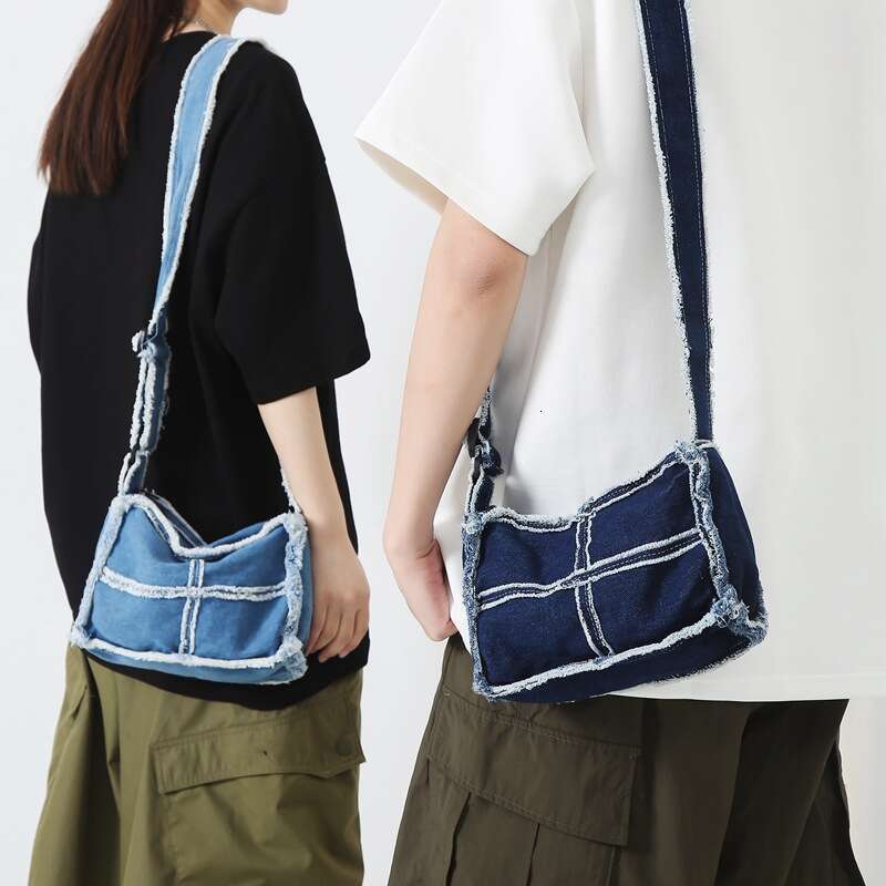 New INS Fashion Bags Designer Women Frayed Edge Denim Single Shoulder Female wallet Students Versatile Small Square Street Crossbody Bag for Men