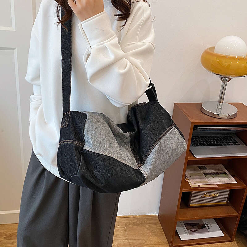 2025 Bags Designer Women New Korean Style Trendy Denim Crossbody for Women Fashion Color Block Large Capacity Pillow Casual Shoulder Bag