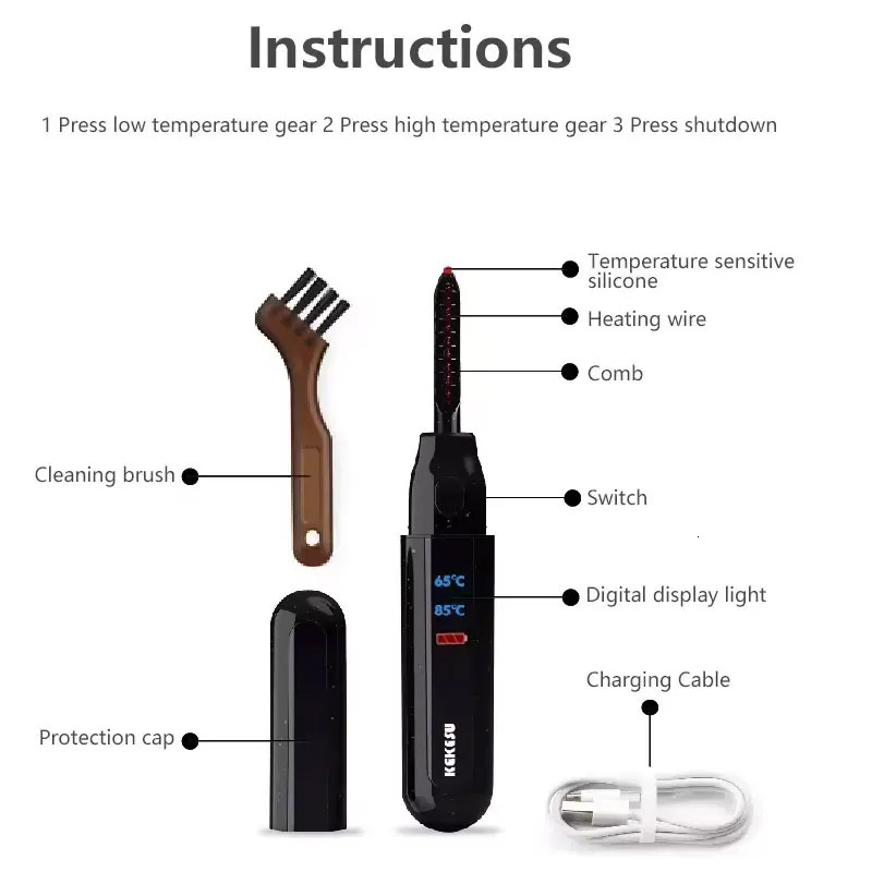 Electric Eyelash Curler Eye Lash Curler Heat with Eyelash Comb LED Display 2 Temp USB Charge Natural Curling 24H for Makeup Tool 250813
