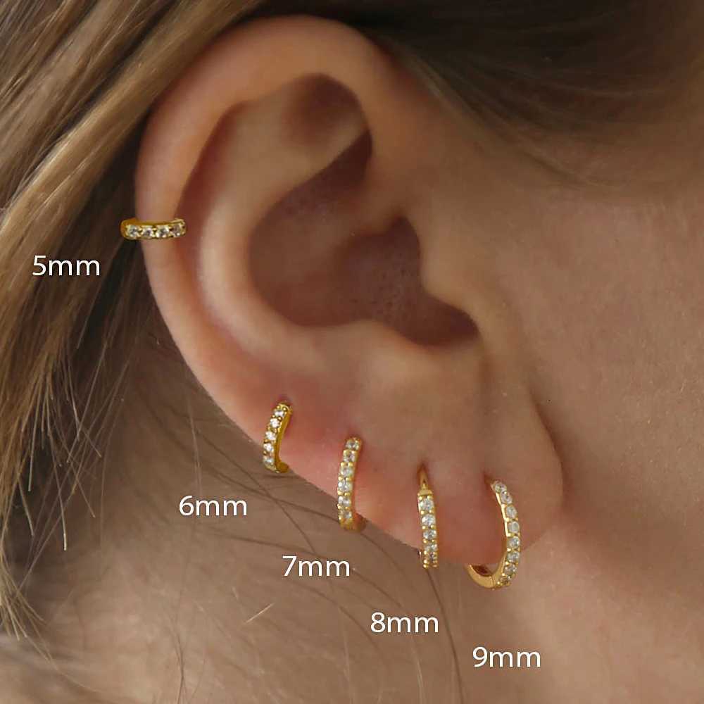 1Pair Stainless Steel Minimal Hoop Earrings Crystal Zirconia Small Huggie Thin Cartilage Earrings Helix Tragus Piercing Jewelry XJ250814