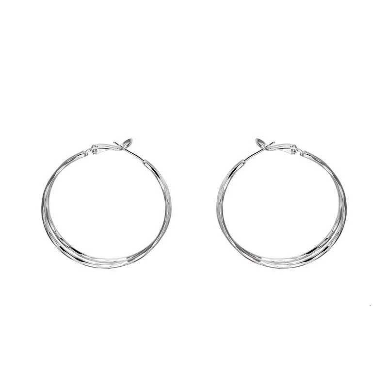 2025 New Trend Silver Color Double Layer Circle Hoop Earrings For Women Exaggerated Metal Layer Round Earrings Jewelry Gift XJ250814