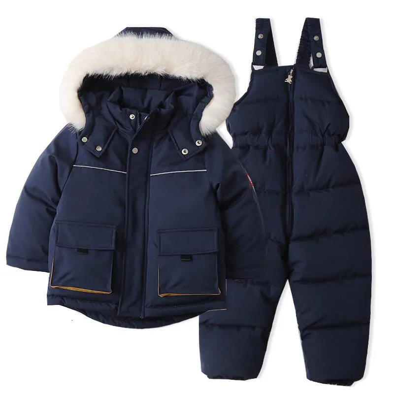 Childrens Ski Suit Windproof And Waterproof Down Jacket And Pants Snow Coat Overalls Children Down Pants Parkas Soft Warm Sets 250813