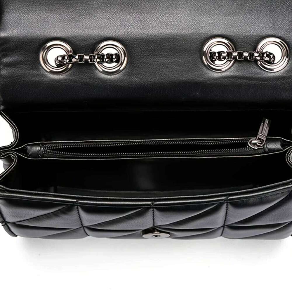 City Bag Argyle Quilted Chain Buckle Crossbody Bag, One Shoulder Small Square Bag