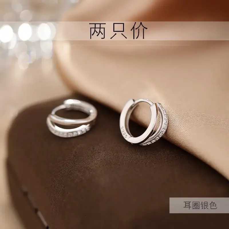 925 Sterling Silver Hoop Earrings Simple Temperament Inlaid Zircon for Women Wedding Jewelry Accessories XJ250814