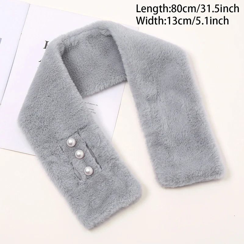 Faux Rabbit Fur Scarf Winter Warm Neckerchief Women Pearl Solid Color Neck Muffler Ladies Thick Scarves 250808