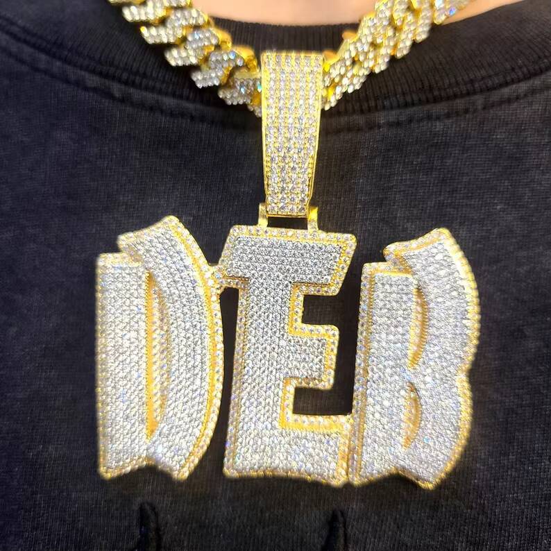 EAST Custom Necklace Sterling Sier VVS Moissanite Dia Pass Test Iced Out Letter Pendant Jewelry