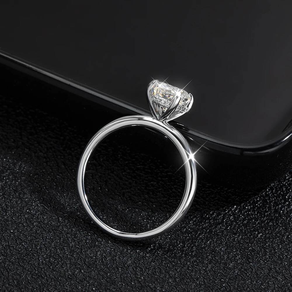 KNOBSPIN D VVS1 Oval Moissanite Rings 4 Prong Setting Classic Trendy Women Engagement Wedding Band GRA Certified 925 Sliver Ring