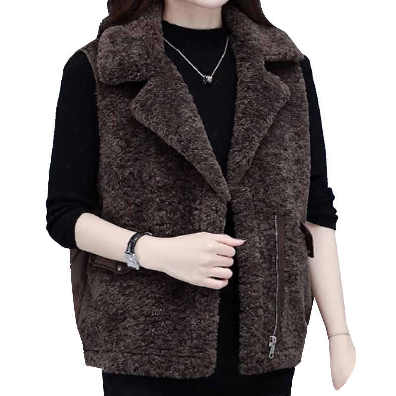 Imitation fox fur, cashmere fur, integrated warm standing collar, fur vest/coat short