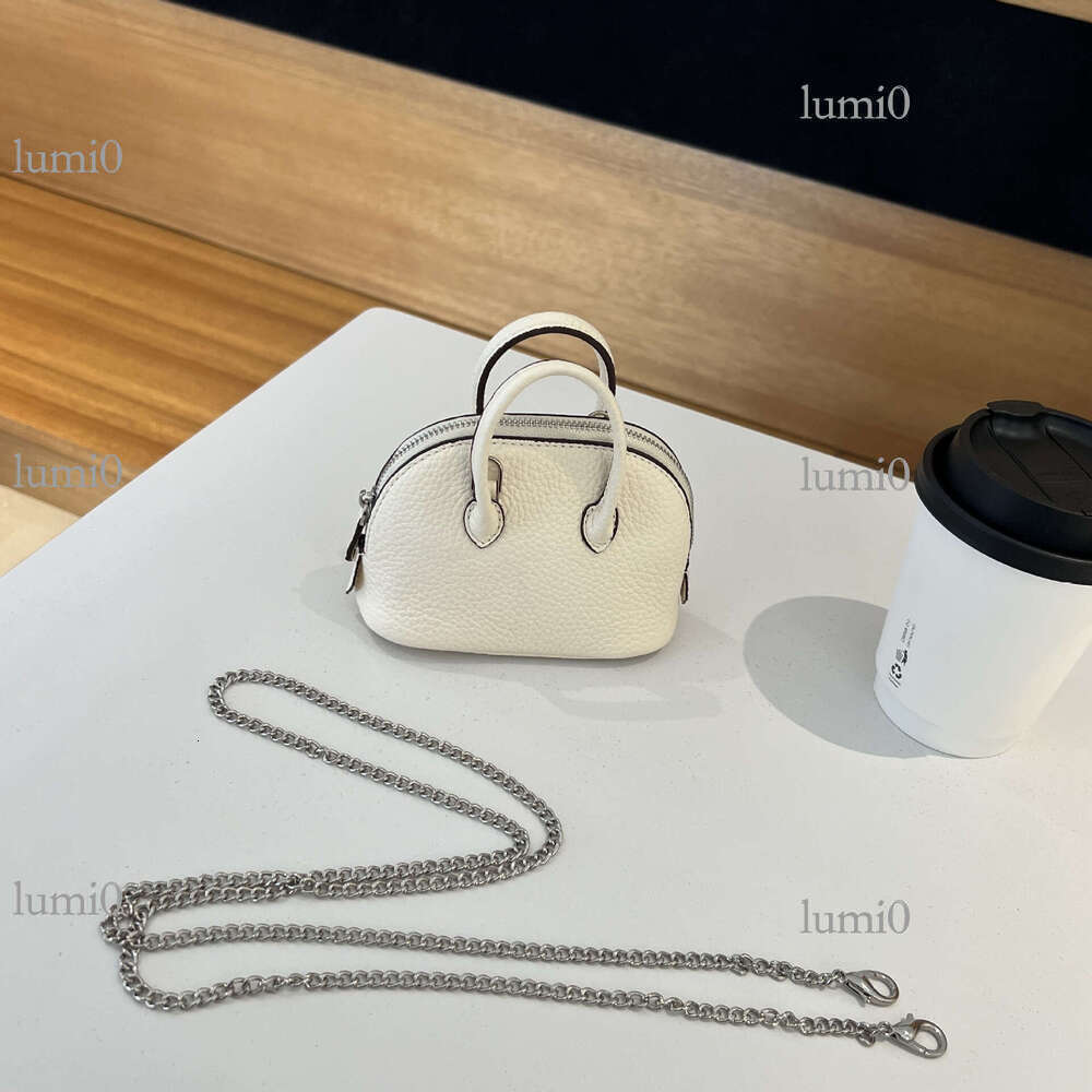 Versatile Mini Shell Top Layer Cowhide Bowling Genuine Leather Women's Handbag Shoulder Crossbody Chain Bag for Women