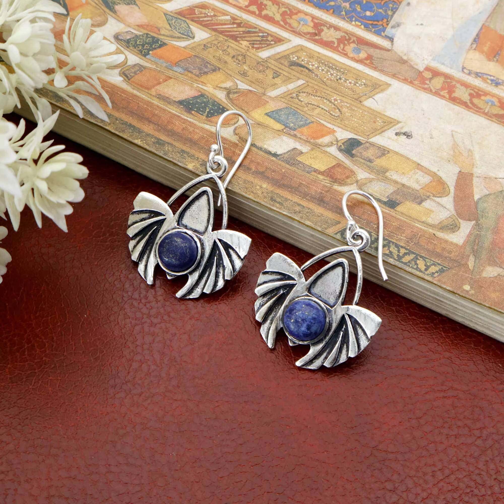 Luxurious Lapis Lazuli Designer Handmade Jewelry Women's Spiritual Fashion Earrings