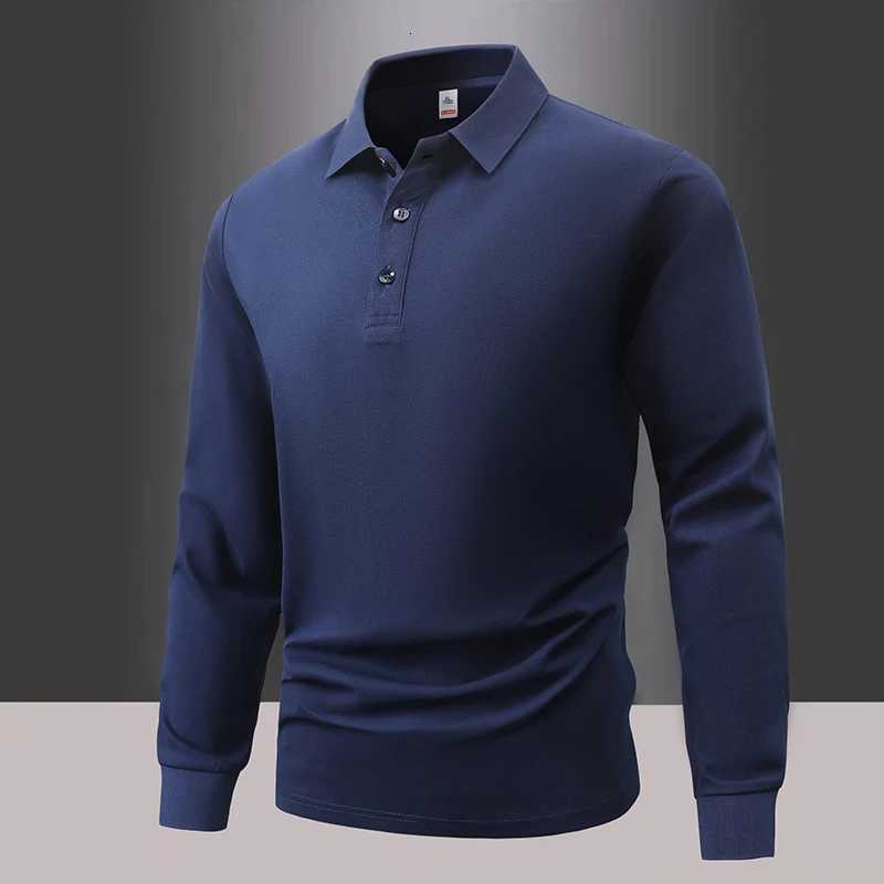 Autumn Mens Polo Shirts Casual Long Sleeve Mens Solid Color Business Shirts Fashion Spring Streetwear Polo Collar T Shirt Men XJ250804