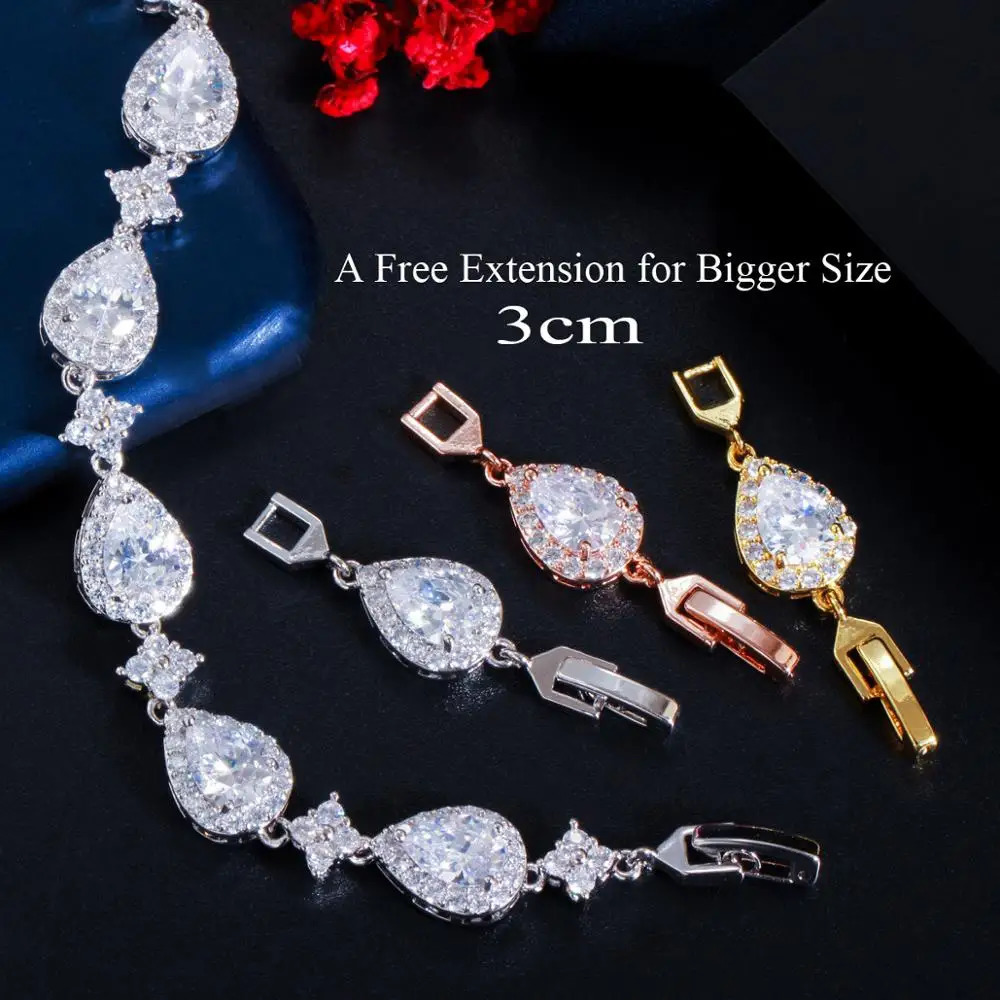 CWWZircons Top Bling Big Water Drop Cubic Zirconia Rose Gold Color Tennis Bracelet for Women Trendy Party Wedding Jewelry CB238 250814