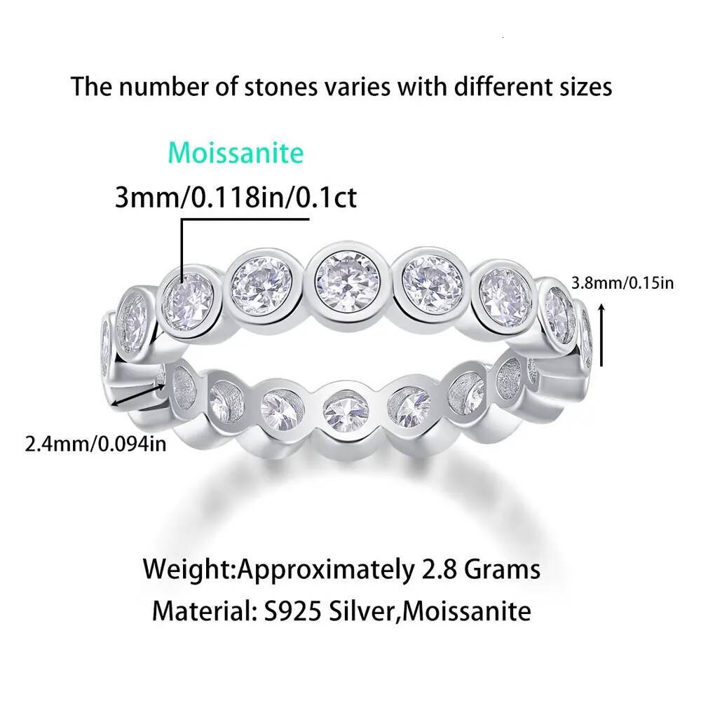 KNOBSPIN 3mm Round Moissanite Ring s925 Sterling Sliver Plated 18k White Gold Fine Jewelry Wedding Engagement Rings For Women