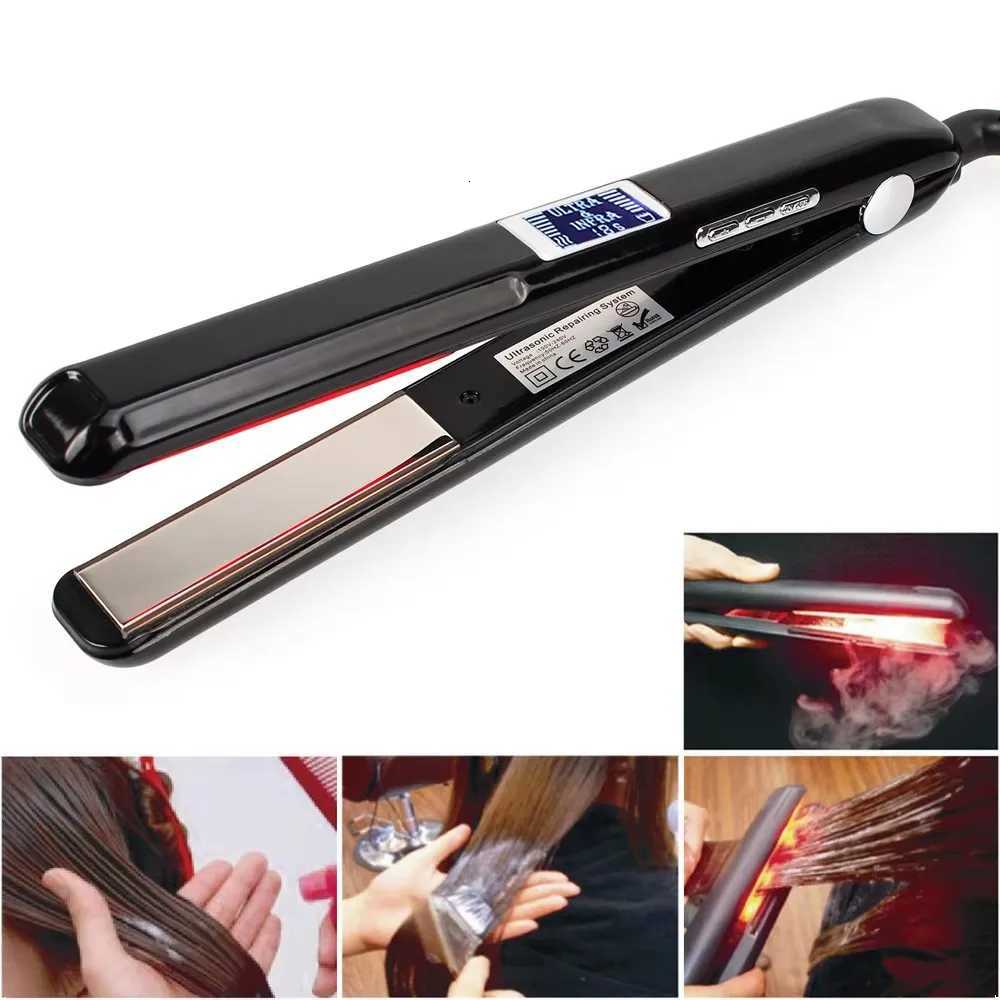 Cold Plate Tourmaline Ceramic Hair Straightener Infrared Hair Care Heat Protection Straightener Ultrasonic Hair Flat Iron W250814