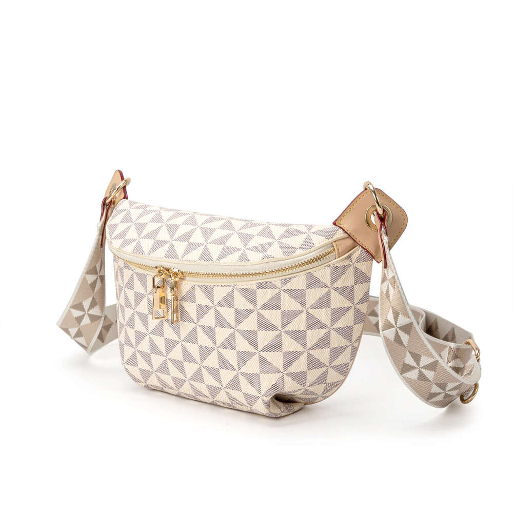 Lacel Urwebin Women's Geometric Triangle Pattern Fanny Pack Large Capacity Multi - Pocket Adjustable Strap Stylish Waist Bag for Daily Travel Spo