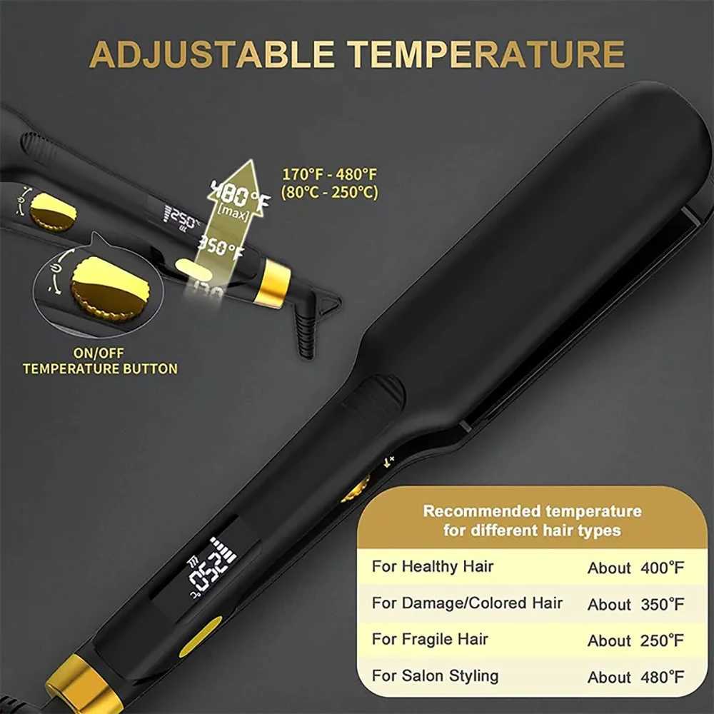 Max 250./480 Professional Hair Straightener with Negative Ion Generator Ceramic Coating Wide Plates LCD Flat Iron MCH Heating W250814