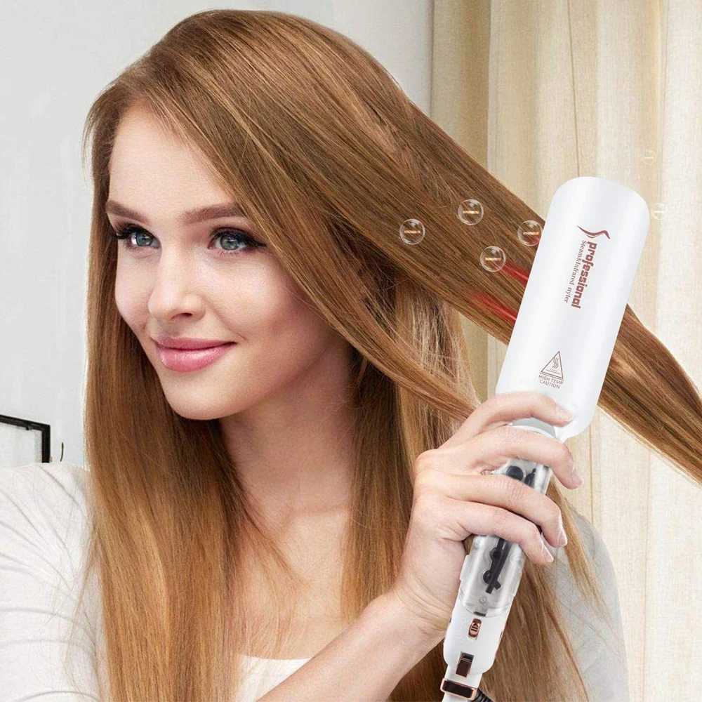 RUCHA Infrared Steam Hair Straightener 2 Inches Wide Plate Hair Salon Ironing Styler Ceramic Tourmaline Flat Iron W250814