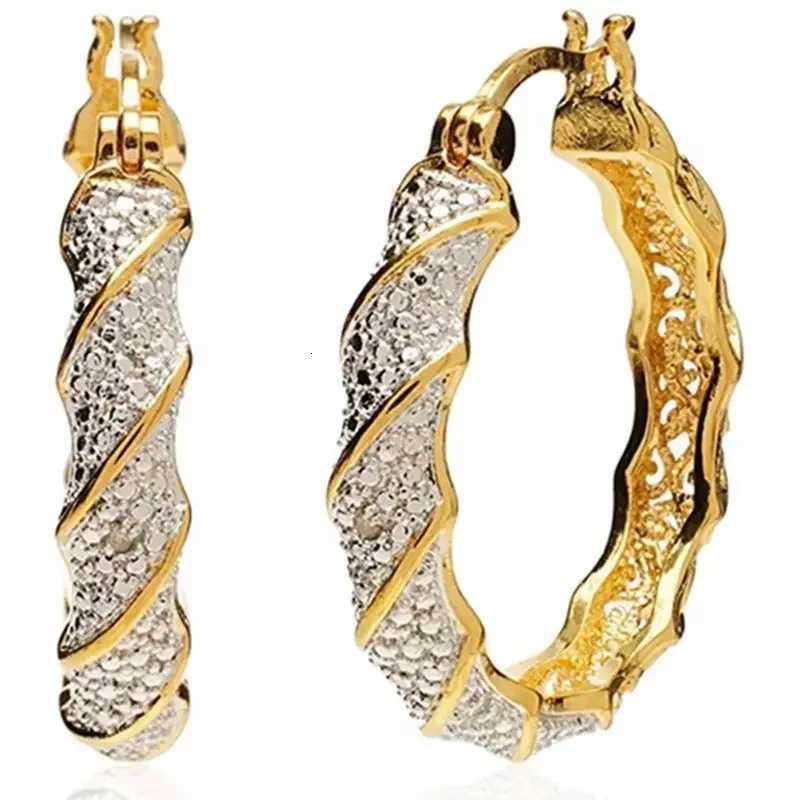 Shine Gold Color Women Earrings Fashion Die Cast Twisted Pattern Hoop Earrings for Women Engagement Wedding Jewelry Gift XJ250814