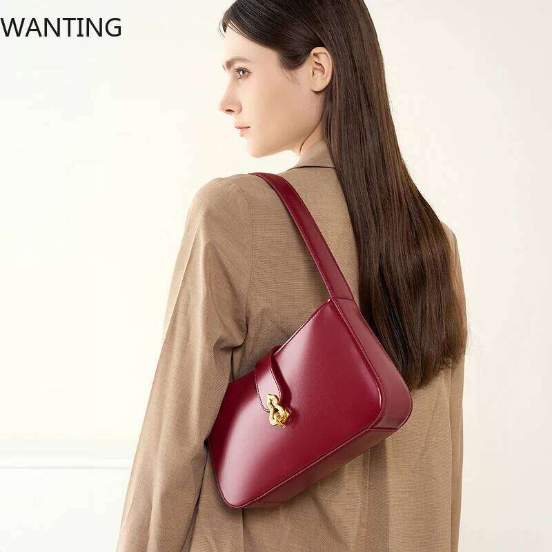 Genuine Leather Women's High-Quality Cowhide Shoulder Bag Designer Bags Women 2025 Trend Female Handbags 2690