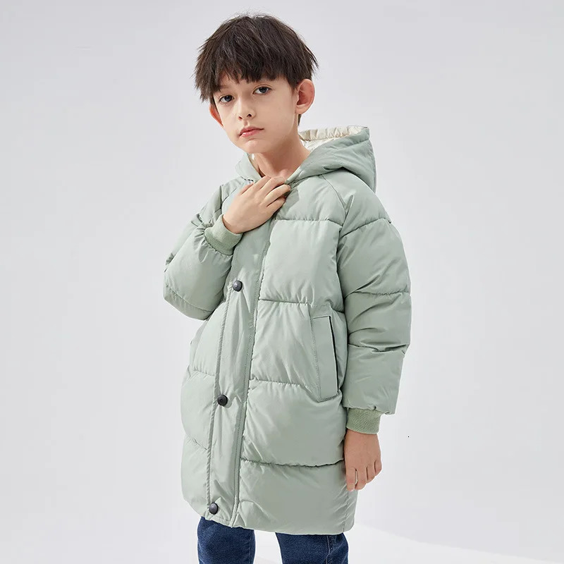 1-12Y Winter Kids Down Waterproof Jacket Boys Girls Solid Warm Parka Coat Cold Protection Hooded Cotton Windbreaker Outerwear 250813
