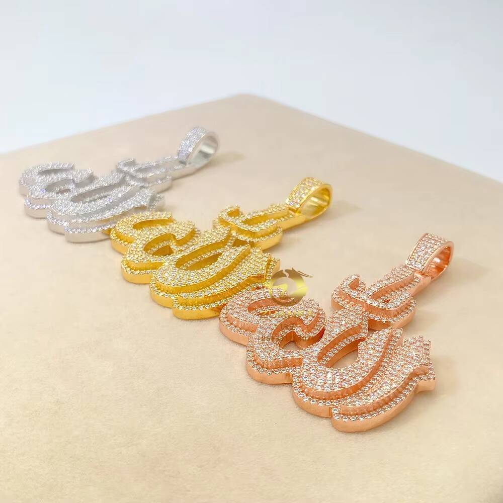 Hip Hop Hot Selling Fire Pendant Custom Ice 925 Sterling Silver Genuine Moissanite Sterling Silver Pendant