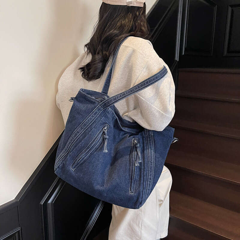 Denim Bags Designer Women for Women 2025 New Trendy Korean and Japanese Style Shoulder Large Capacity Crossbody Commuter Handbag Tote Bag