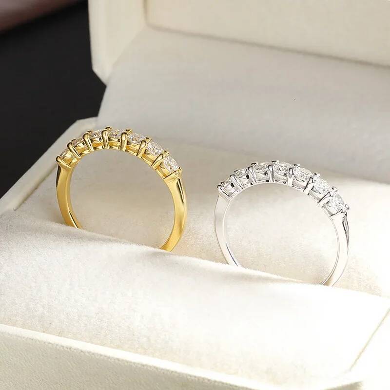 KNOBSPIN D VVS1 Moissanite Rings GRA Certified Lab Grow Diamond Solid 925 Sterling Silver 18k Stackable Wedding Rings for Women